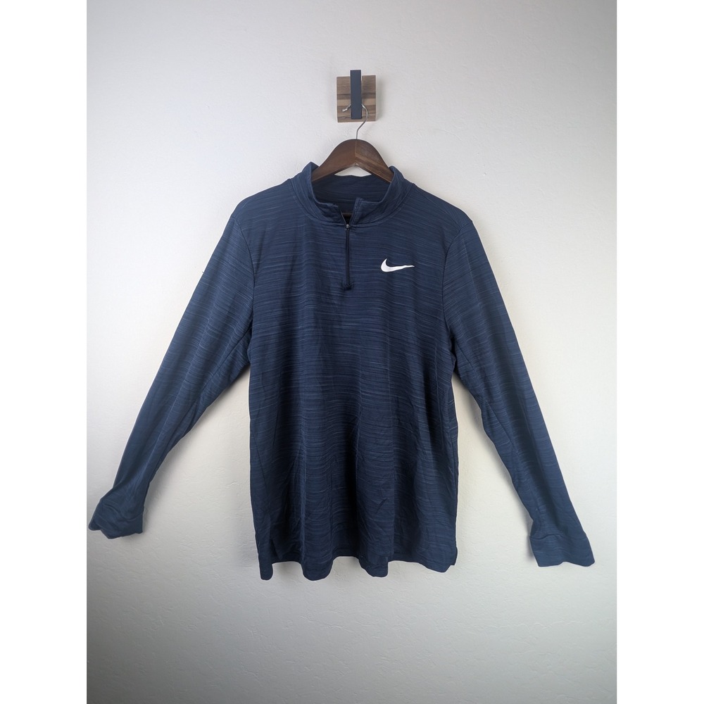 Nike Dri-FIT Mens XL Navy Heather Quarter Zip Long Sleeve Running Pullover